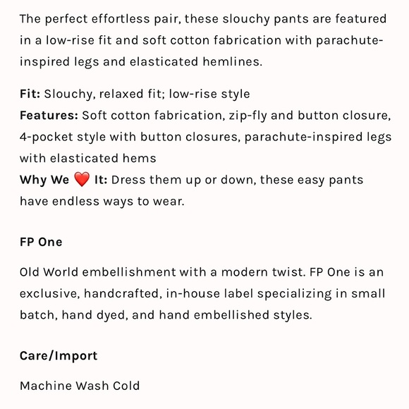 NEW Free People FP One Arlet Parachute Pants In Bay Bottom - Picture 5 of 14